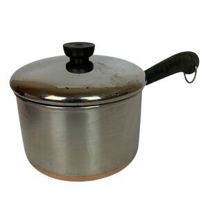 Vintage Revere Ware Copper Clad 3 Qt Stainless Steel Saucepan Lid USA 1980